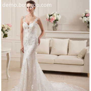 Modern Lace Long Wedding Dress